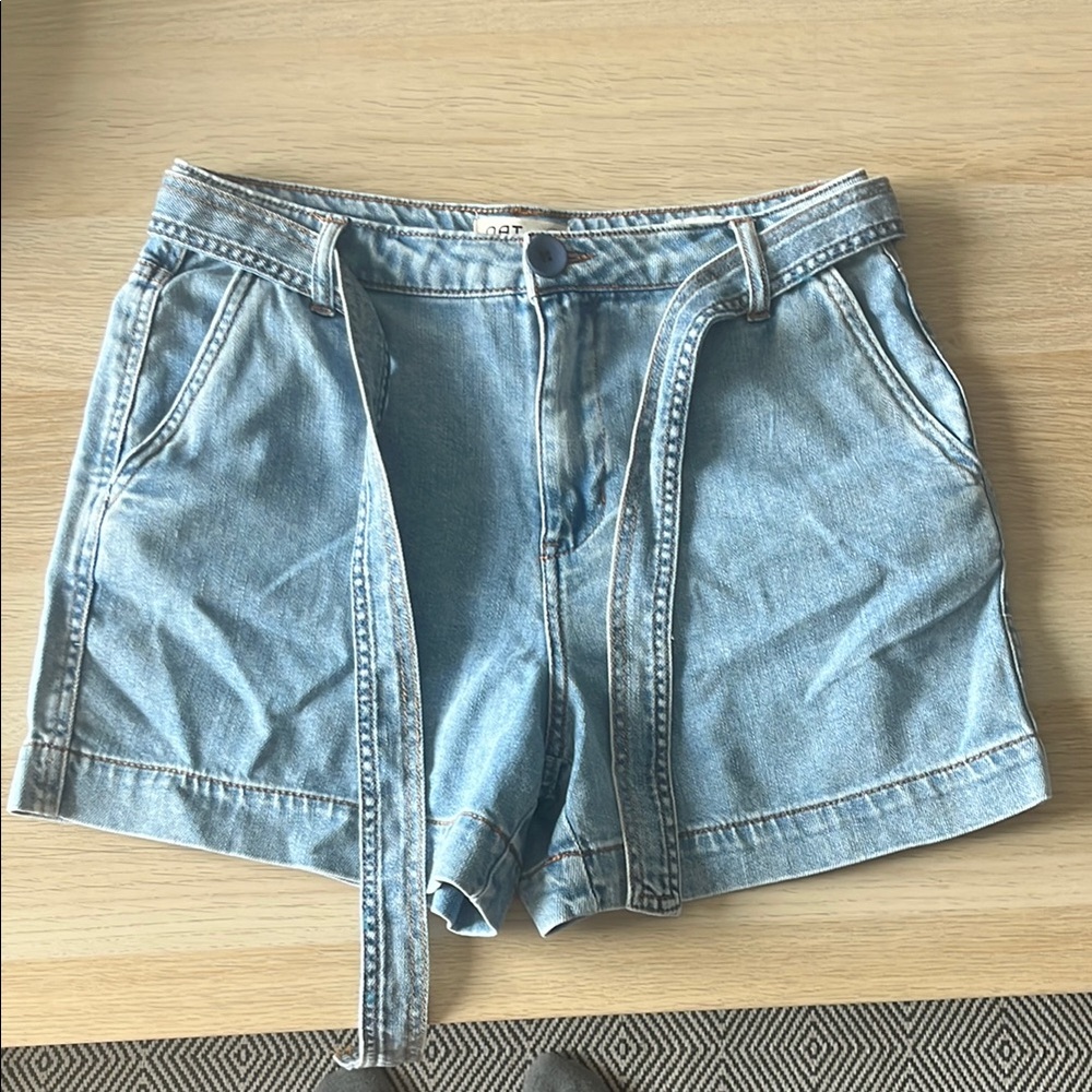 Oat Cloud Luxe Blue High-Waisted Jean Shorts